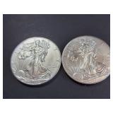 Lot of 2 2014 American Silver Eagle Dollar Coins 1 Troy Oz Each