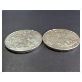Lot of 2 2014 American Silver Eagle Dollar Coins 1 Troy Oz Each