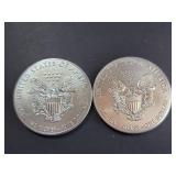 Lot of 2 2014 American Silver Eagle Dollar Coins 1 Troy Oz Each