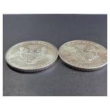 Lot of 2 2014 American Silver Eagle Dollar Coins 1 Troy Oz Each