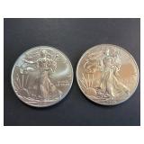 Lot of 2 2015 American Silver Eagle Coins 1 Troy Oz Each