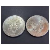 Lot of 2 2015 American Silver Eagle Coins 1 Troy Oz Each