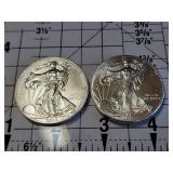 Lot of 2 2015 American Silver Eagle Coins 1 Troy Oz Each
