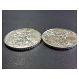Lot of 2 2019 American Silver Eagle Dollar Coins 1 Troy Oz Each