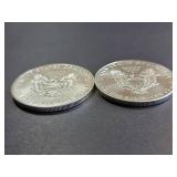 Lot of 2 2019 American Silver Eagle Dollar Coins 1 Troy Oz Each