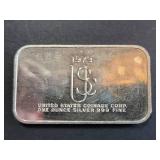 1973 Washington at Valley Forge .999 Silver Art Bar 1 Troy Oz