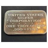 1973 Halloween .999 Silver Art Bar United States Silver Corporation 1 Troy Oz