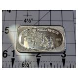 1973 Halloween .999 Silver Art Bar United States Silver Corporation 1 Troy Oz