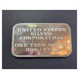 1975 Labor Day US .999 Silver Corporation Art Bar 1 Troy Oz