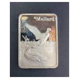 1 Troy Oz .999 Fine Silver Mallard Bar Birds of America Series