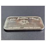 1974 Christmas Silver Art Bar One Ounce .999 Fine Silver 1 Troy Oz