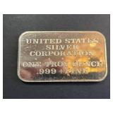 1975 Thanksgiving Silver Art Bar United States Silver Corporation 1 Troy Oz