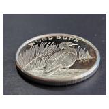 .999 Fine Silver Wood Duck Round 1 Troy Oz