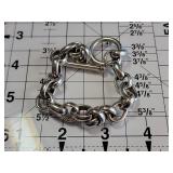 Sterling Silver 925 Oval Link Toggle Bracelet 65.8g