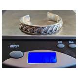 Sterling Silver Rope Pattern Cuff Bracelet 63.2g