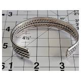 Mexican Sterling Silver Twist Rope Cuff Bracelet 32.6g