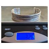 Mexican Sterling Silver Twist Rope Cuff Bracelet 32.6g