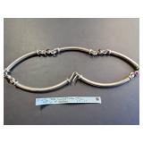 Mexican Sterling Silver Curved Tube Bracelet with Garnets 58.8g
