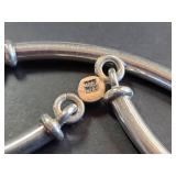 Mexican Sterling Silver Curved Tube Bracelet with Garnets 58.8g