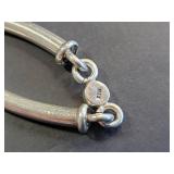 Mexican Sterling Silver Curved Tube Bracelet with Garnets 58.8g