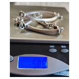 Mexican Sterling Silver Curved Tube Bracelet with Garnets 58.8g