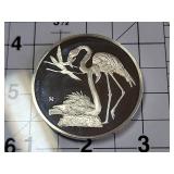 Franklin Mint Roberts Birds Series 1971 Greater Flamingo Sterling Silver Collector Medal No. 6 67.5g