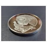 Franklin Mint Roberts Birds Series 1971 Ruffed Grouse Sterling Silver Medallion No. 9 67.7g