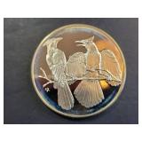 Franklin Mint Roberts Birds Series 1974 Sterling Silver Blue Jays Commemorative Medallion No. 21 66g