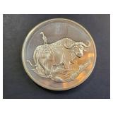 East African Wildlife Society Sterling Silver Buffalo Medal 65.6g