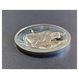 East African Wildlife Society Sterling Silver Buffalo Medal 65.6g