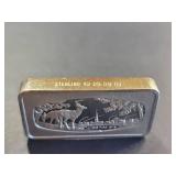 1976 Christmas Franklin Mint Sterling Silver Bar 1000 Grains