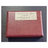 1976 Christmas Franklin Mint Sterling Silver Bar 1000 Grains