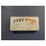 1973 Christmas Franklin Mint Sterling Silver Bar 1000 Grains
