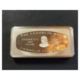 1974 Christmas Franklin Mint Sterling Silver Bar 1000 Grains