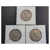 Set of 3 1943 Walking Liberty Half Dollars (1943-S,1943-D,1943)