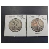 Pair of 1945 Walking Liberty Half Dollars (1945-D,1945)
