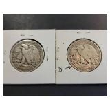 Pair of 1945 Walking Liberty Half Dollars (1945-D,1945)