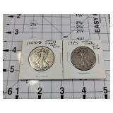 Pair of 1945 Walking Liberty Half Dollars (1945-D,1945)