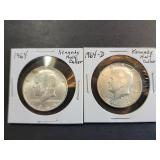 Lot of 2 1964 Kennedy Half Dollar Silver Coins (1964-D,1964)
