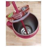 Reduce 40oz Cold1 Vacuum Insulated Stainless Steel Straw Tumbler Mug Dark Pink: Dishwasher-Safe, Flip-Top Lid - Retail: $25