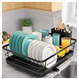 Stainless Steel Dish Drying Rack for Kitchen Counter, Sink Organization and Storage Essentials with Silverware & Utensil Holder - Retail: $24