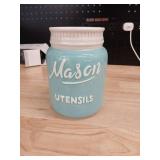 Mason Jar Utensil Holder-7 inches tall, 3.5 inches across - Retail: $25