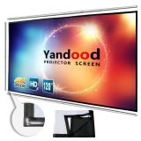 Foldable Projector Screen 120 inch with Lightweight Telescopic Pole Frame Wall Mounted Anti-Crease Black Backing Silver Portable Projection Screen - Retail: $60