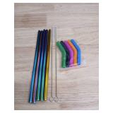 Reusable Rainbow Metal Straws Set with Silicone Tips - Retail: $12