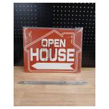 Red and White Open House Sign Kit with Stakes - Retail: $15