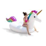 Jasonwell Giant Inflatable Unicorn Pool Float Floatie Ride On with Fast Valves Large Rideable Blow Up Summer Beach Swimming Pool Party Lounge Raft Decorations Toys Kids Adults - Retail: $36