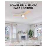 FACTORY SEALED - VONLUCE Ceiling Fans with Lights, 52 Inch Ceiling Fan and Remote, 6 Speed Reversible Noiseless DC Motor, 3CCT, Wood Ceiling Fan for Outdoor Indoor Farmhouse Patios,Nickel  - Retail: $