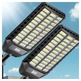APPEARS NEW - 4000W Solar Street Light Outdoor, Commercial Grade Solar Lights Outdoor, IP67 Waterproof Parking Lot Lights Dusk to Dawn LED Security Flood Light Motion Sensor with Remote Control, 2 Pac