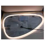 APPEARS NEW - FZYUAN Irregular Bathroom Mirror with 3 Color LED Lights and Anti-Fog, Wall Mounted LED Lighted Backlit Mirror Asymmetrical Makeup Mirror Vanity Mirror Wall Mirror for Bathroom Entrance,
