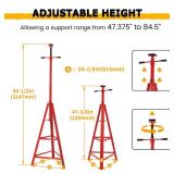47.375-84.5" Automotive Under Hoist Tripod Stand 2 Ton High Lift Jack Stand Reach Under Hoist Stand 4000lbs Capacity Powder Coated Red